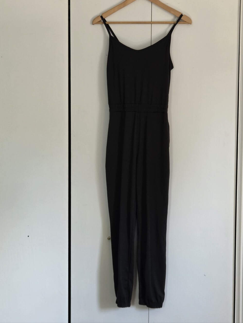 Vuori Black Strapless Jumpsuit with Spaghetti Straps